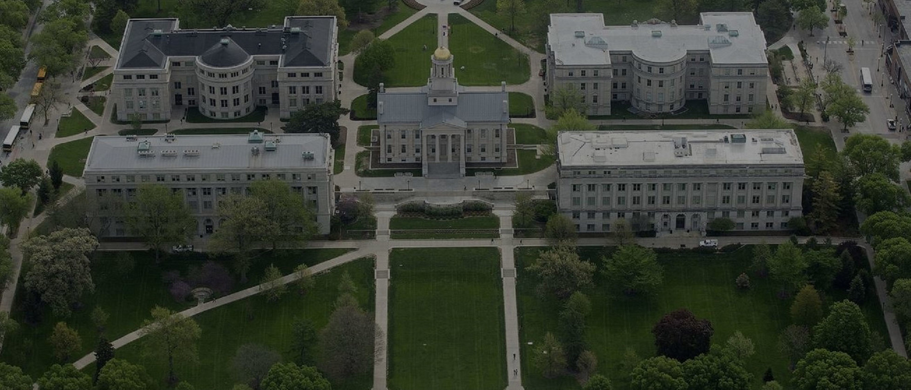 Aerial view of the Iowa City pentacrest