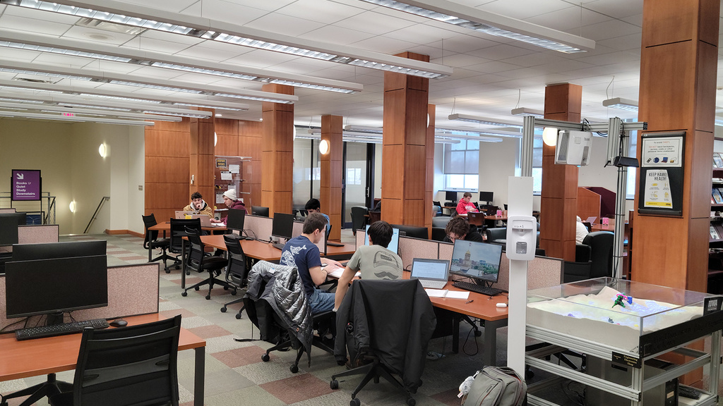 students in the engineering library