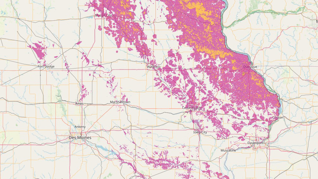 Bedrock map of eastern Iowa