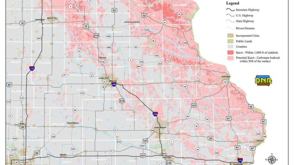Bedrock map of Eastern Iowa
